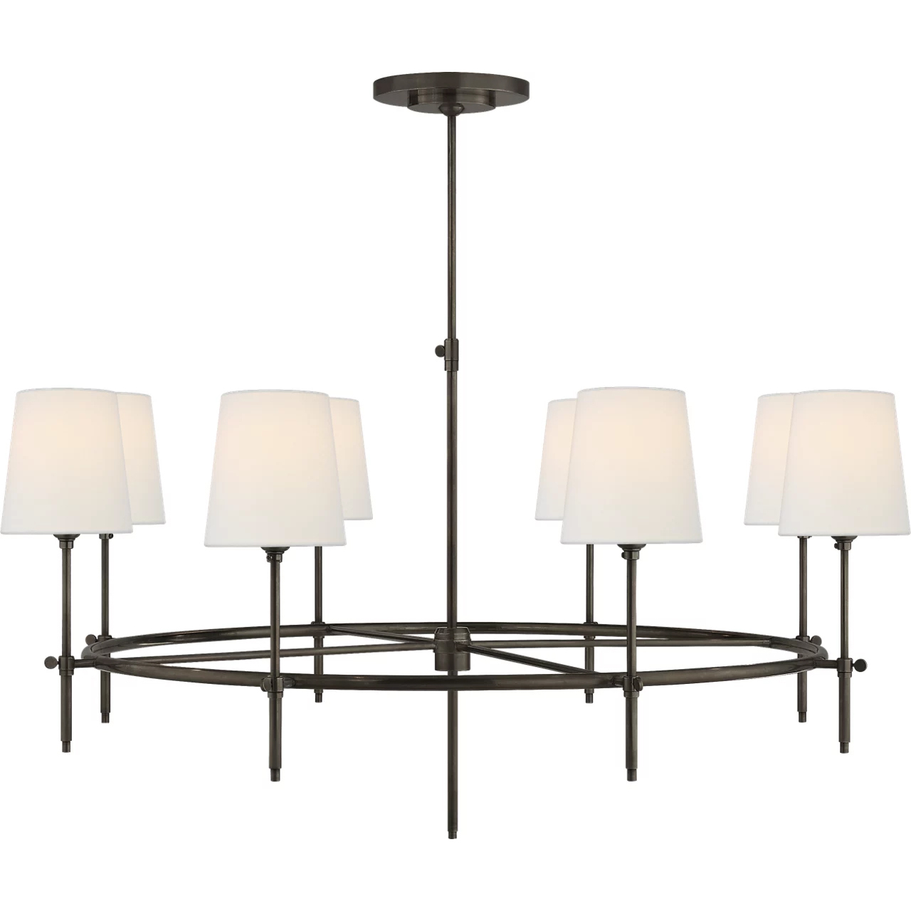 Thomas O'Brien Bryant 8 Light 42 inch Bronze Ring Chandelier Ceiling Light in Linen, Large
