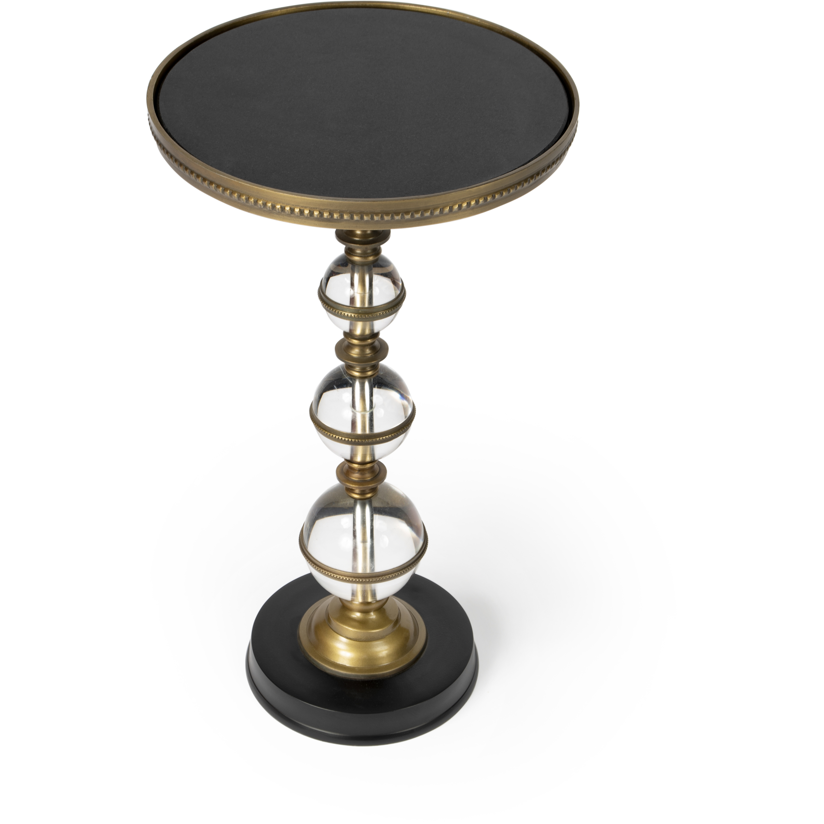 Forella Granite & Acrylic Pedestal Side Table in Black,Bronze,Clear