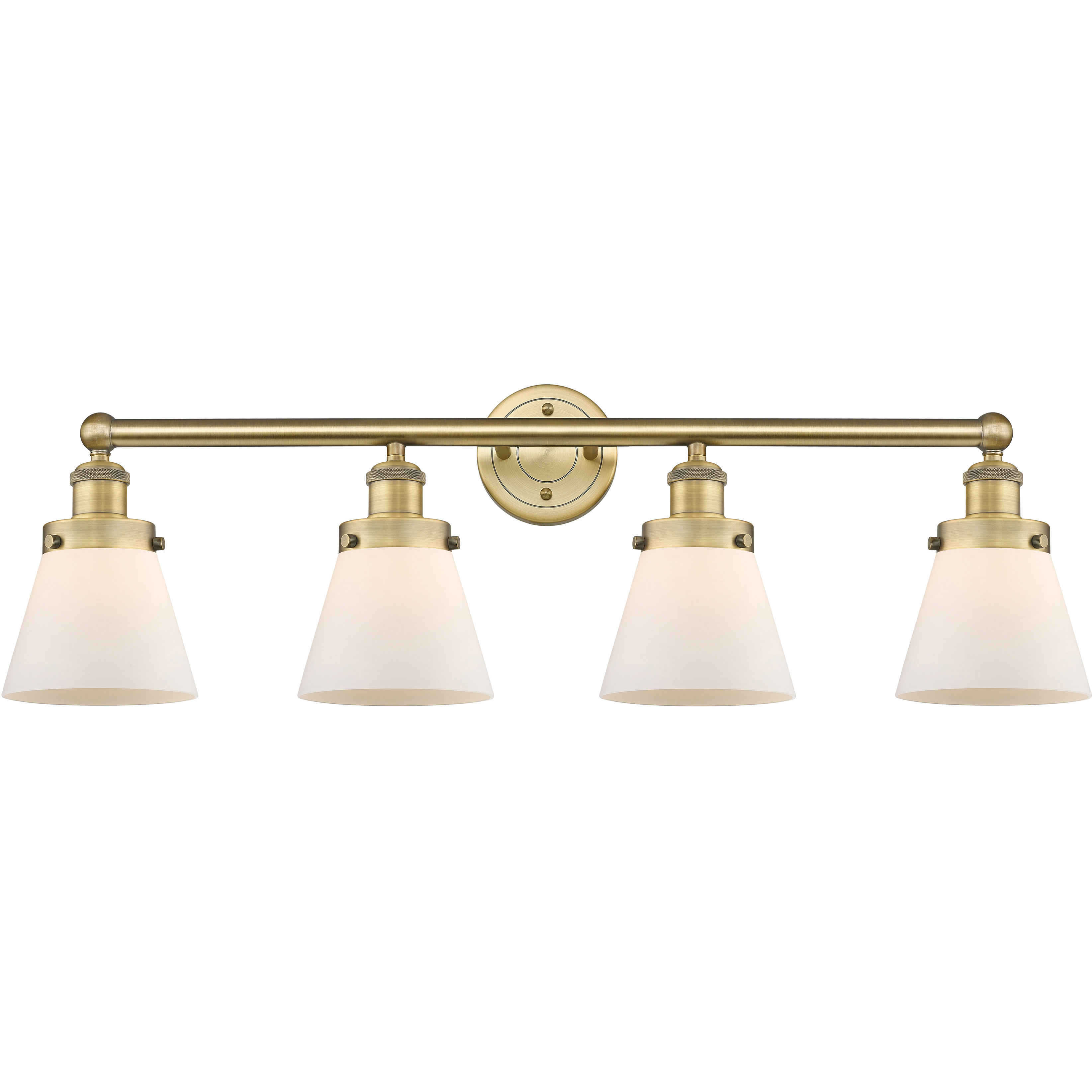 Cone 4 Light 33.5 inch Brushed Brass Bath Vanity Light Wall Light in Matte White Glass