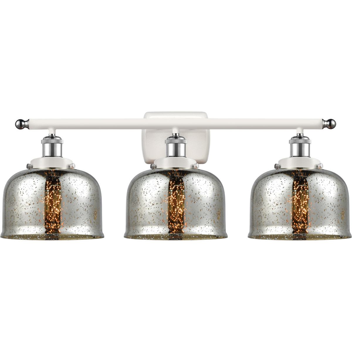 Ballston Bell 3 Light 26 inch White and Polished Chrome Bath Vanity Light Wall Light