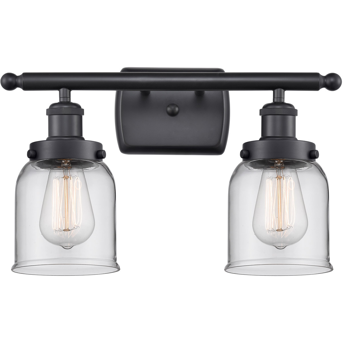 Ballston Small Bell LED 16 inch Matte Black Bath Vanity Light Wall Light in Clear Glass, Ballston