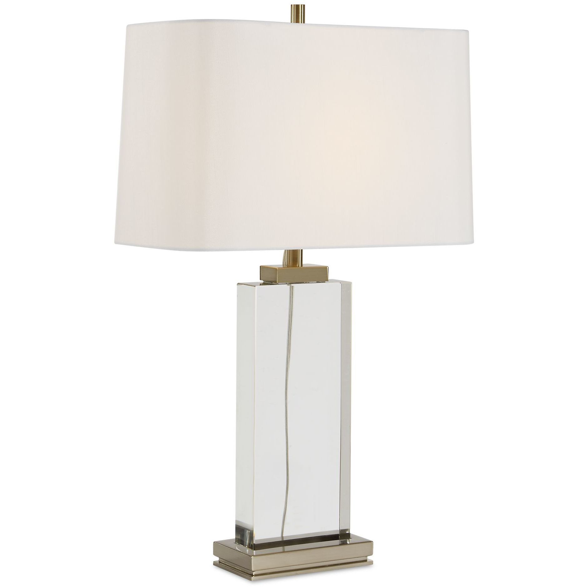 Genevieve 28.75 inch 150 watt Antque Brass and Crystal Table Lamp Portable Light