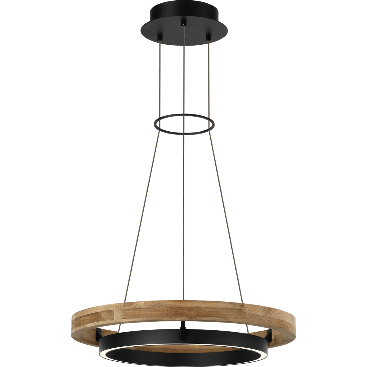 Sean Lavin Grace LED 24 inch Textured Black and Teak Wood Outdoor Chandelier