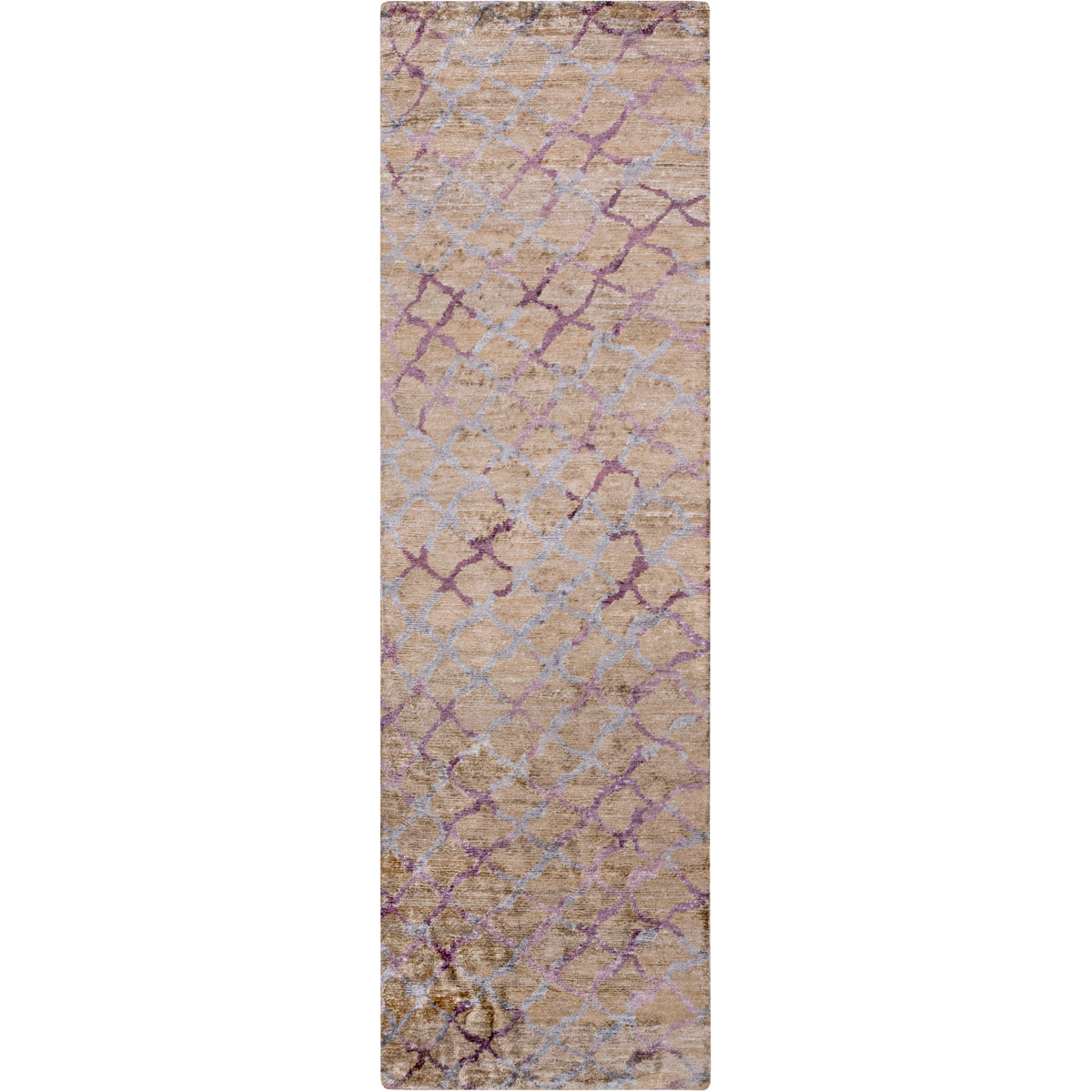 Platinum 96 X 30 inch Eggplant, Medium Gray, Tan, Mauve Rug