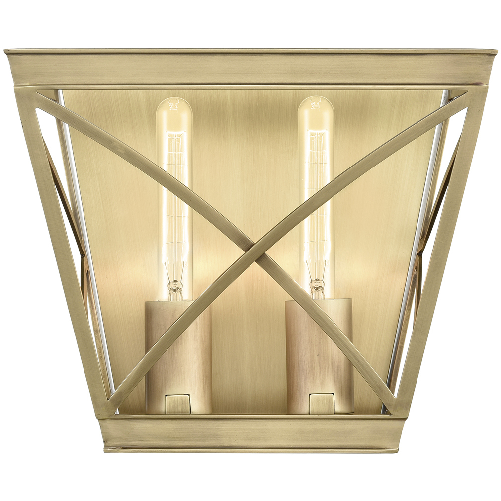 Lattice 2 Light 14.17 inch Vintage Brass Wall/Vanity Light Wall Light