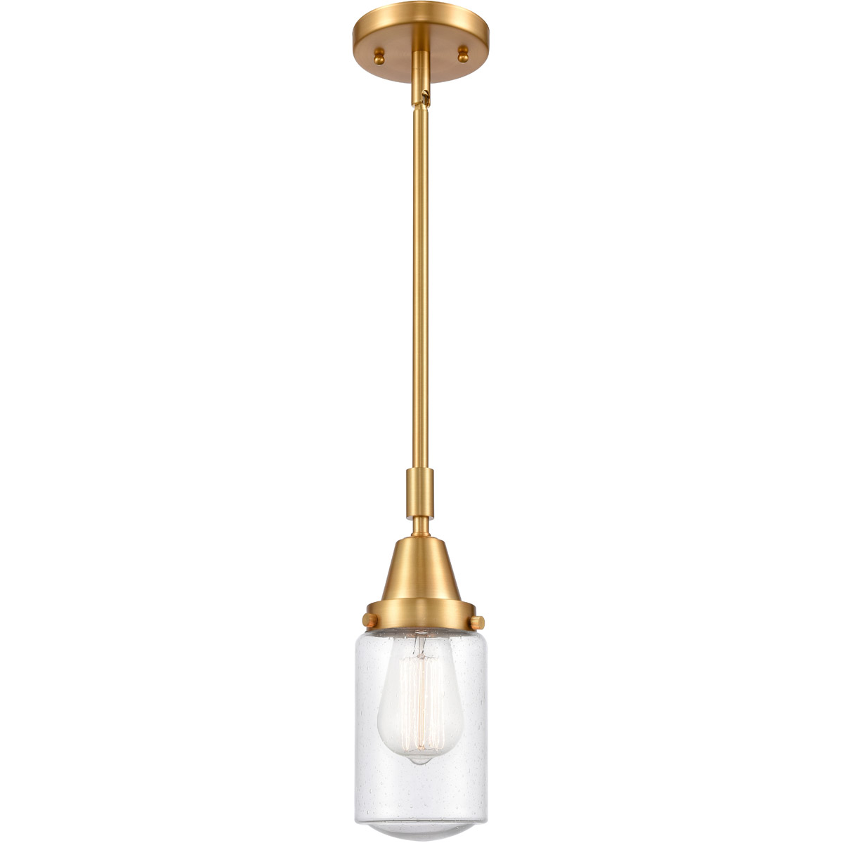 Franklin Restoration Dover 1 Light 5 inch Satin Gold Mini Pendant Ceiling Light in Seedy Glass