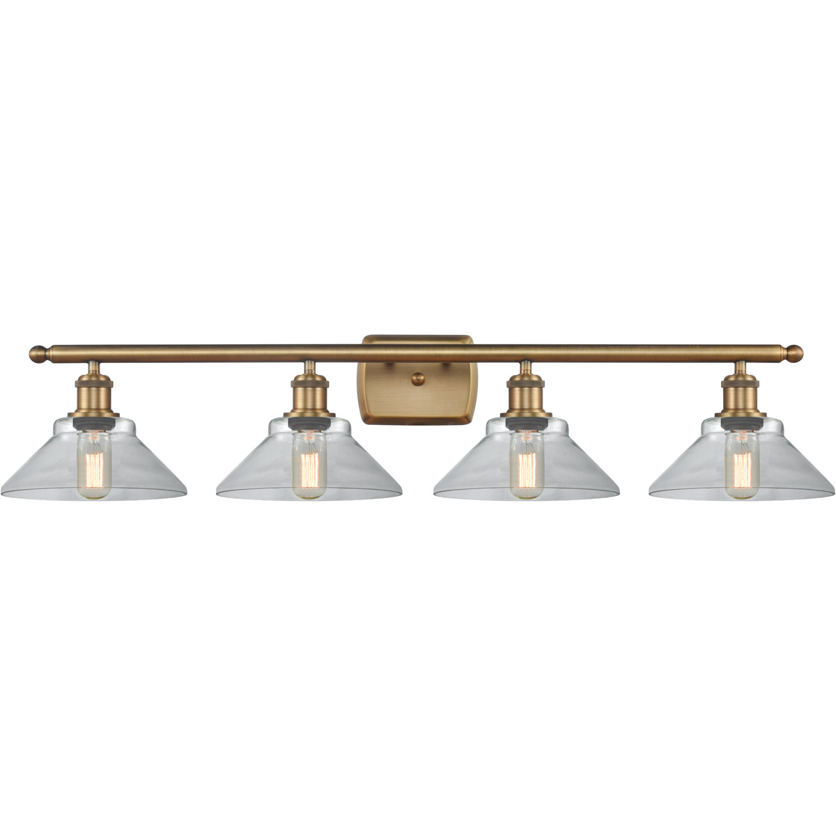 Ballston Orwell 4 Light 36 inch Brushed Brass Bath Vanity Light Wall Light in Clear Glass, Ballston