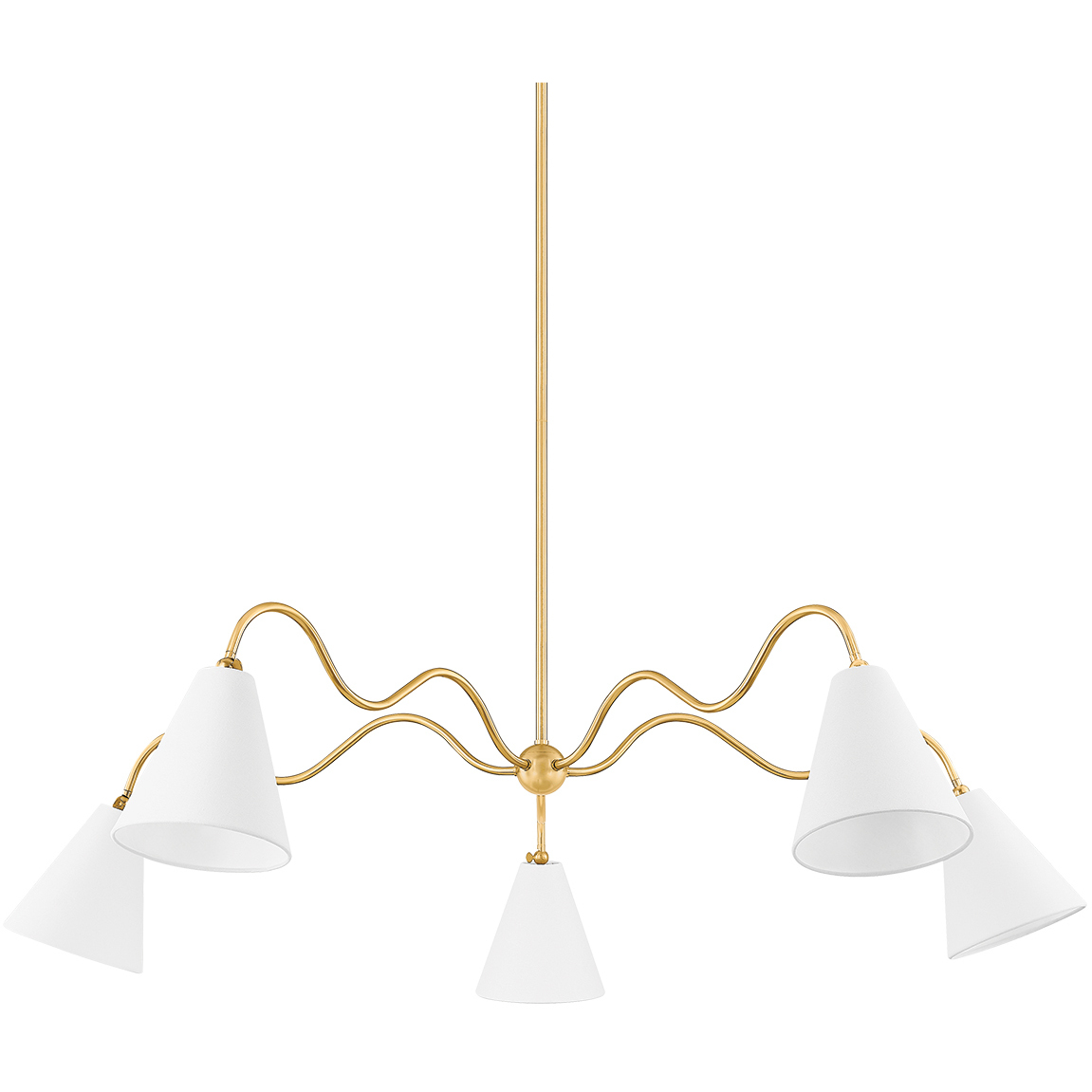 Onda 5 Light 63 inch Aged Brass Chandelier Ceiling Light