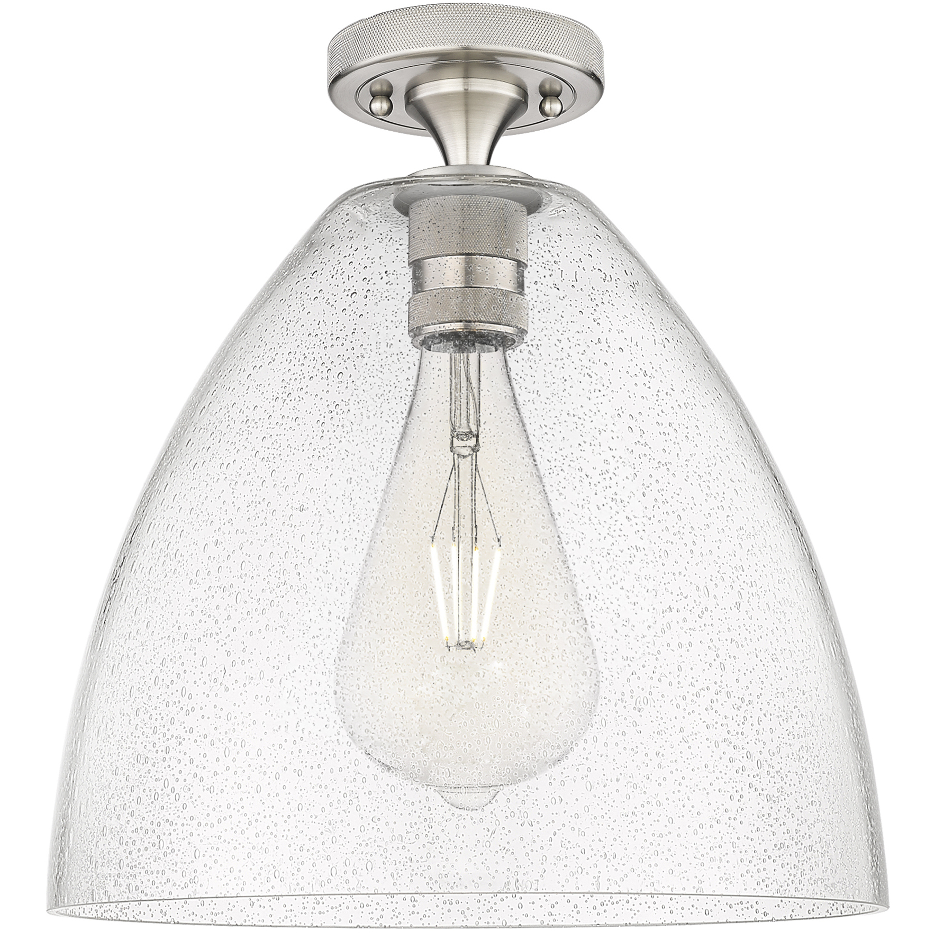 Crown Point 1 Light 12 inch Satin Nickel Flush Mount Ceiling Light in Seedy Glass