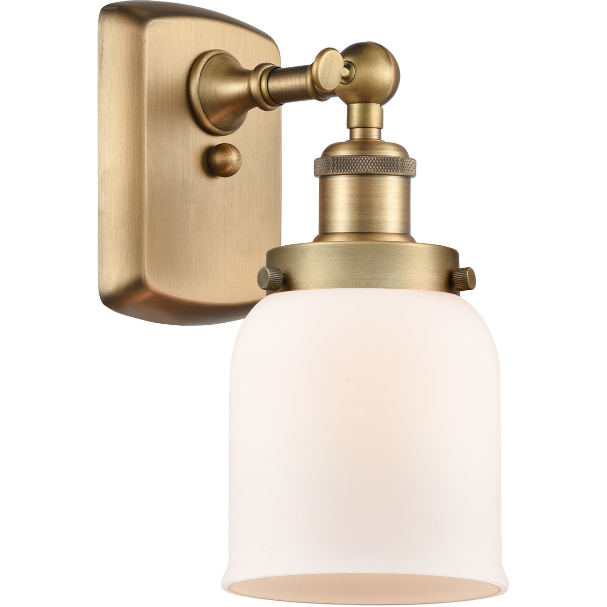 Ballston Small Bell 1 Light 5 inch Brushed Brass Sconce Wall Light in Matte White Glass