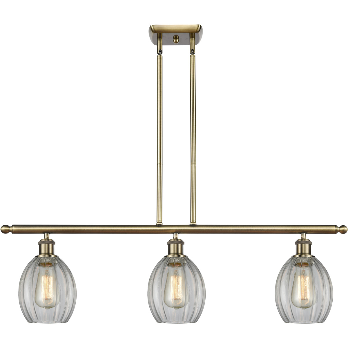 Ballston Eaton LED 36 inch Antique Brass Island Light Ceiling Light in Clear Glass, Ballston