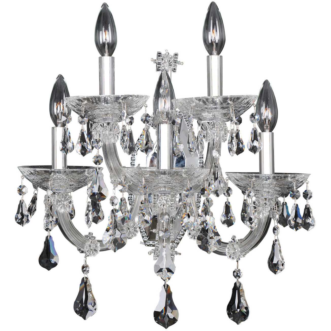 Brahms 5 Light 17 inch Chrome Wall Sconce Wall Light in Firenze Clear