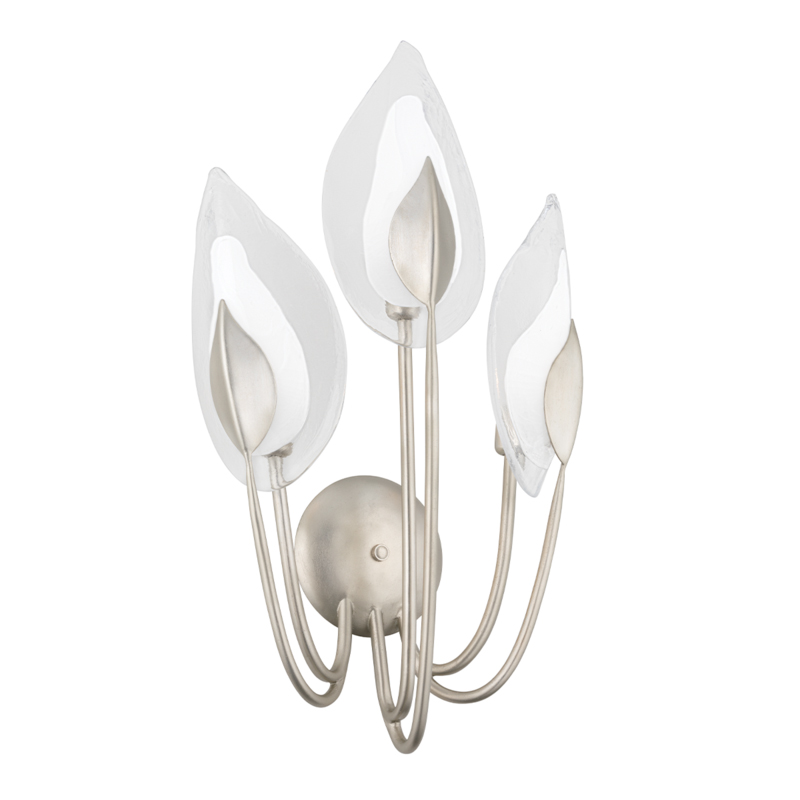 Blossom 3 Light 15.75 inch Silver Leaf Wall Sconce Wall Light