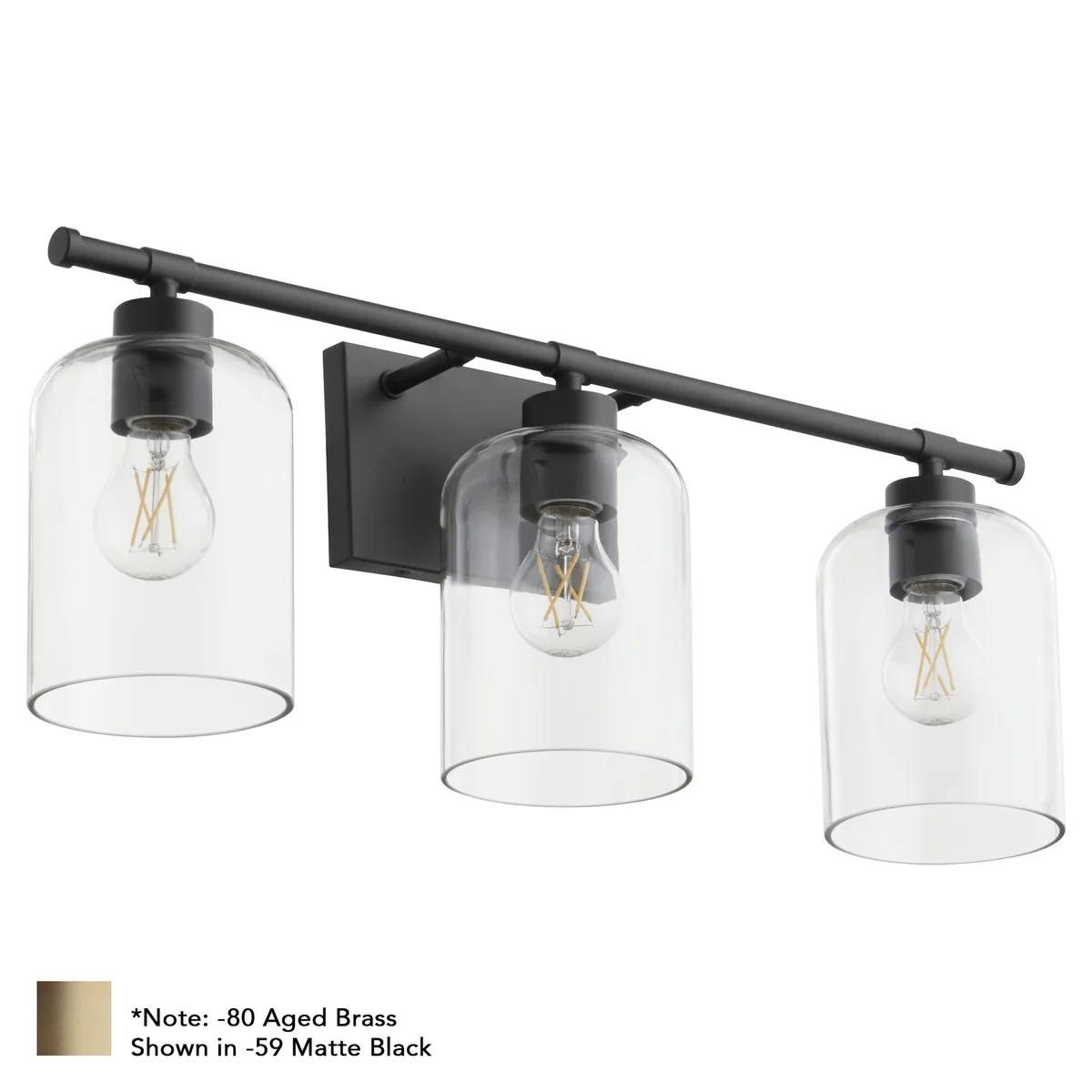 Tribute 3 Light 25 inch Aged Brass Vanity Light Wall Light