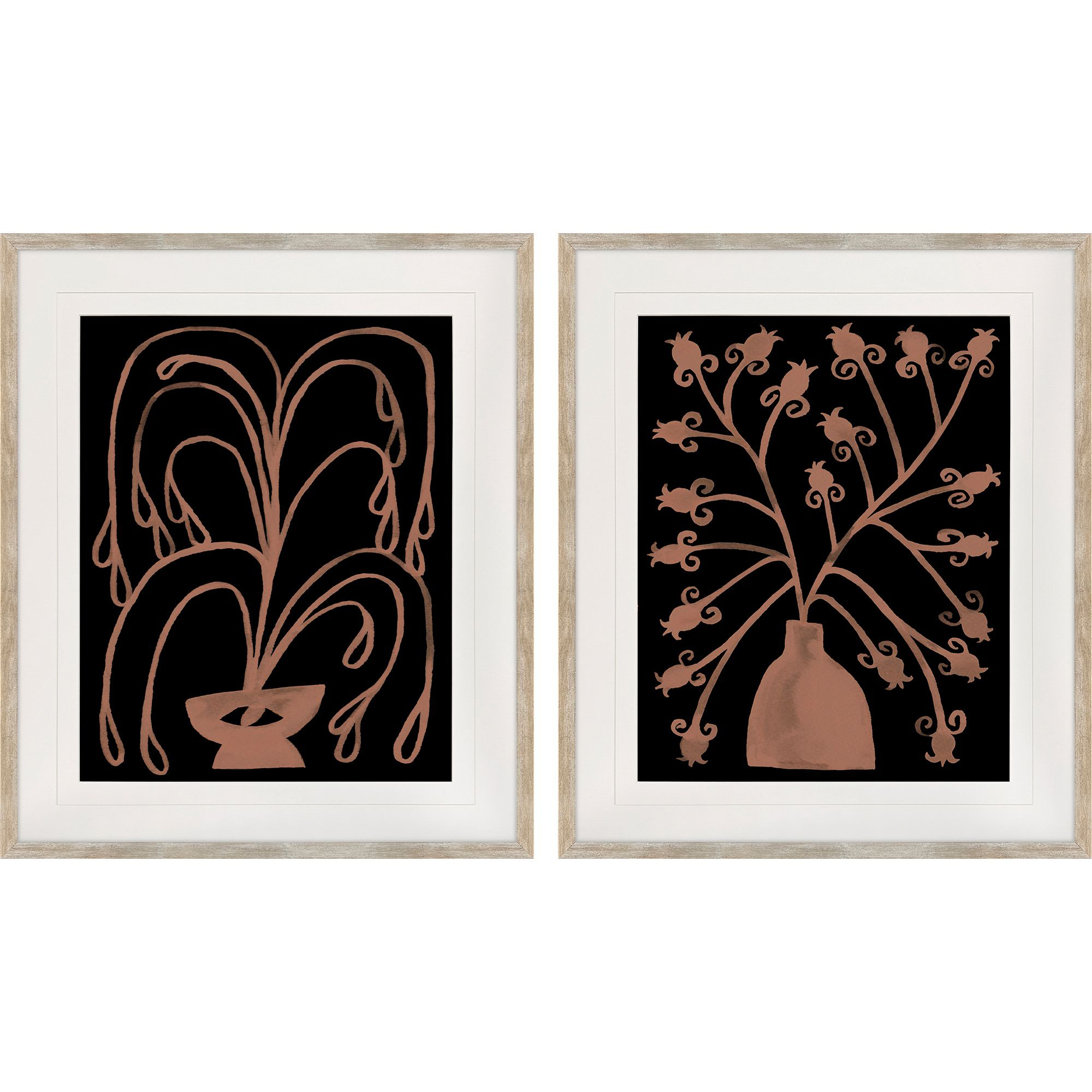 Creative Blossoms I Orange and Black and Rust Framed Art