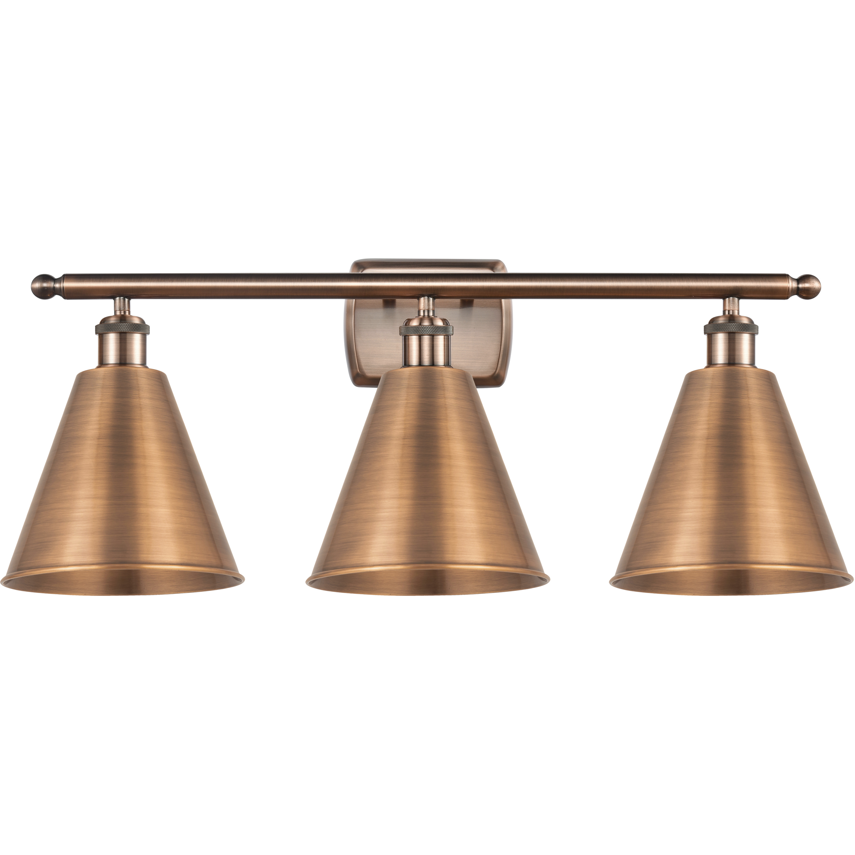 Ballston Cone 3 Light 28 inch Antique Copper Bath Vanity Light Wall Light