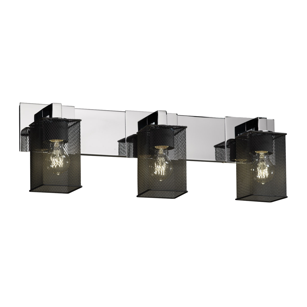 Modular 3 Light 27 inch Brushed Nickel Bath Light Wall Light in Square with Flat Rim