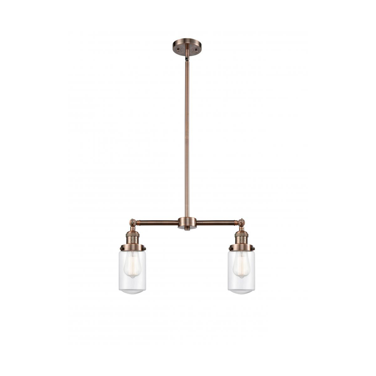 Franklin Restoration Dover 2 Light 21 inch Antique Copper Island Light Ceiling Light in Clear Glass, Franklin Restoration