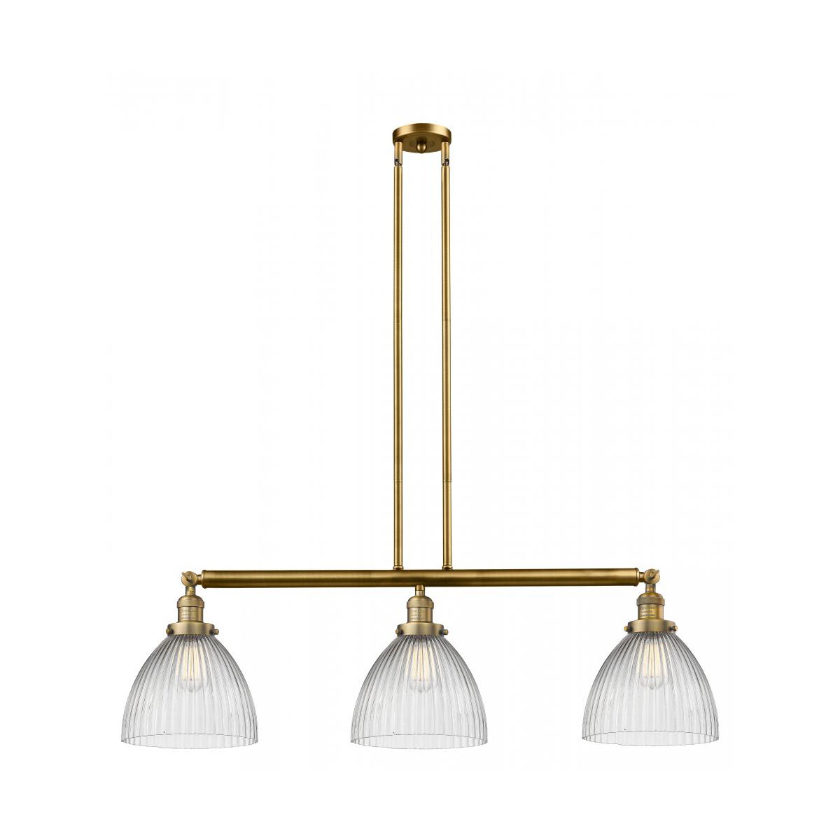 Franklin Restoration Seneca Falls 3 Light 39 inch Brushed Brass Island Light Ceiling Light, Franklin Restoration