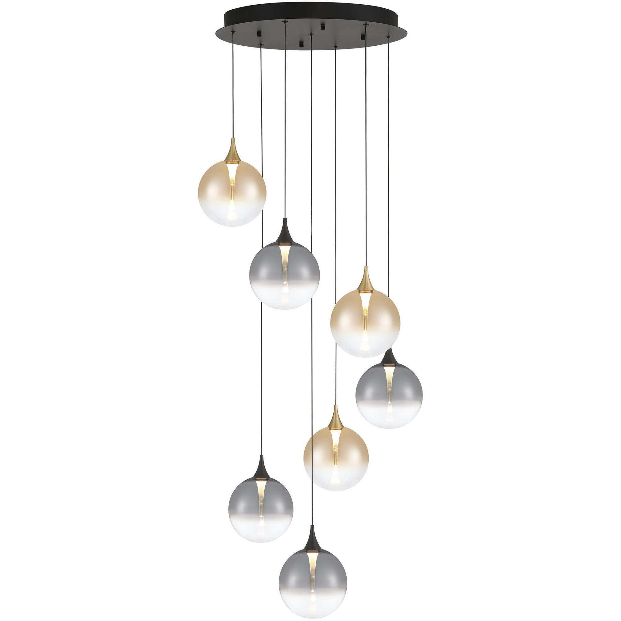 Iissa 7 Light 21 inch Gold and Black Chandelier Ceiling Light in Mixed
