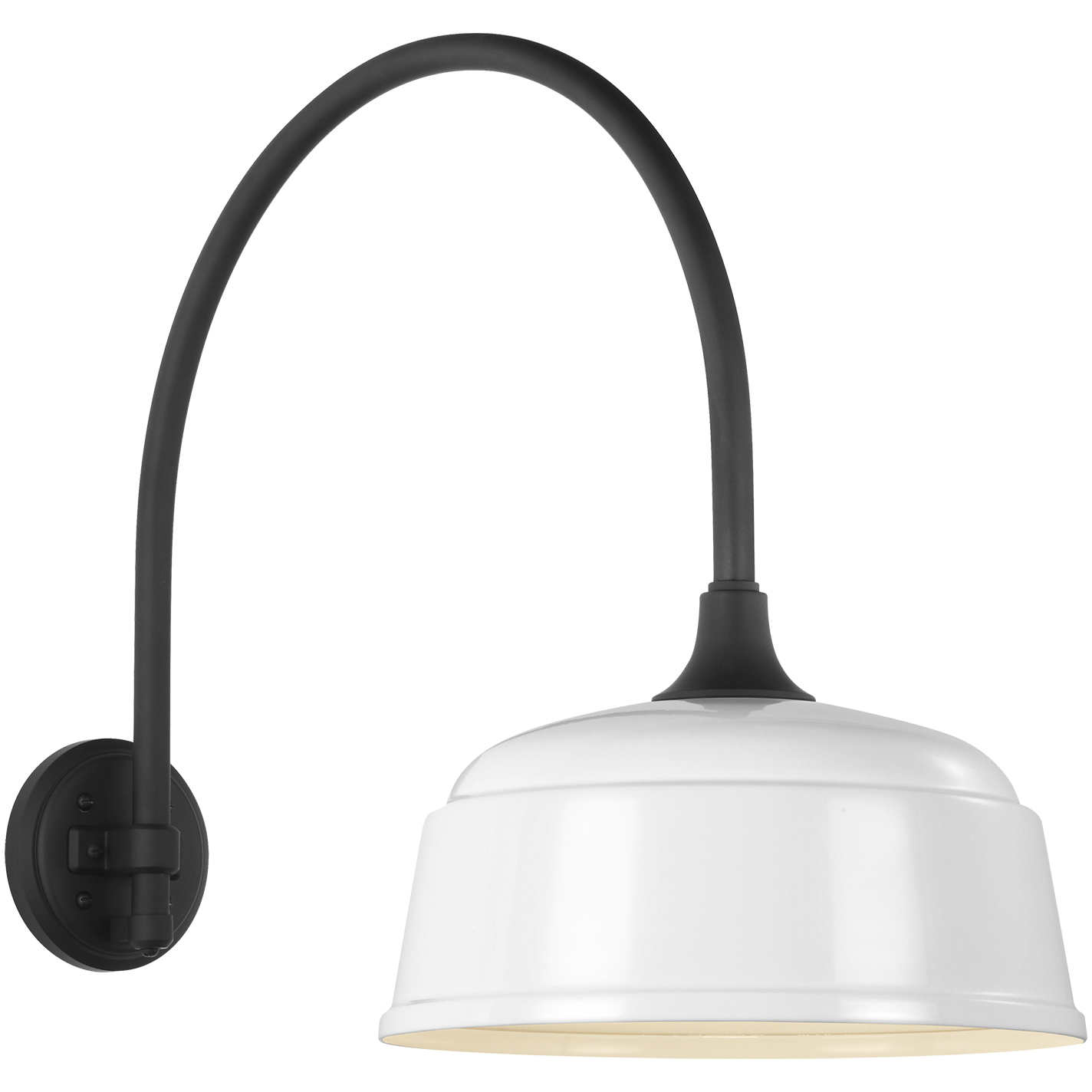 Thomas O'Brien Academy Barn Light LED 19.5 inch Matte Black Arched Mack Barn Light in 12.5" White Rockhouse Shade