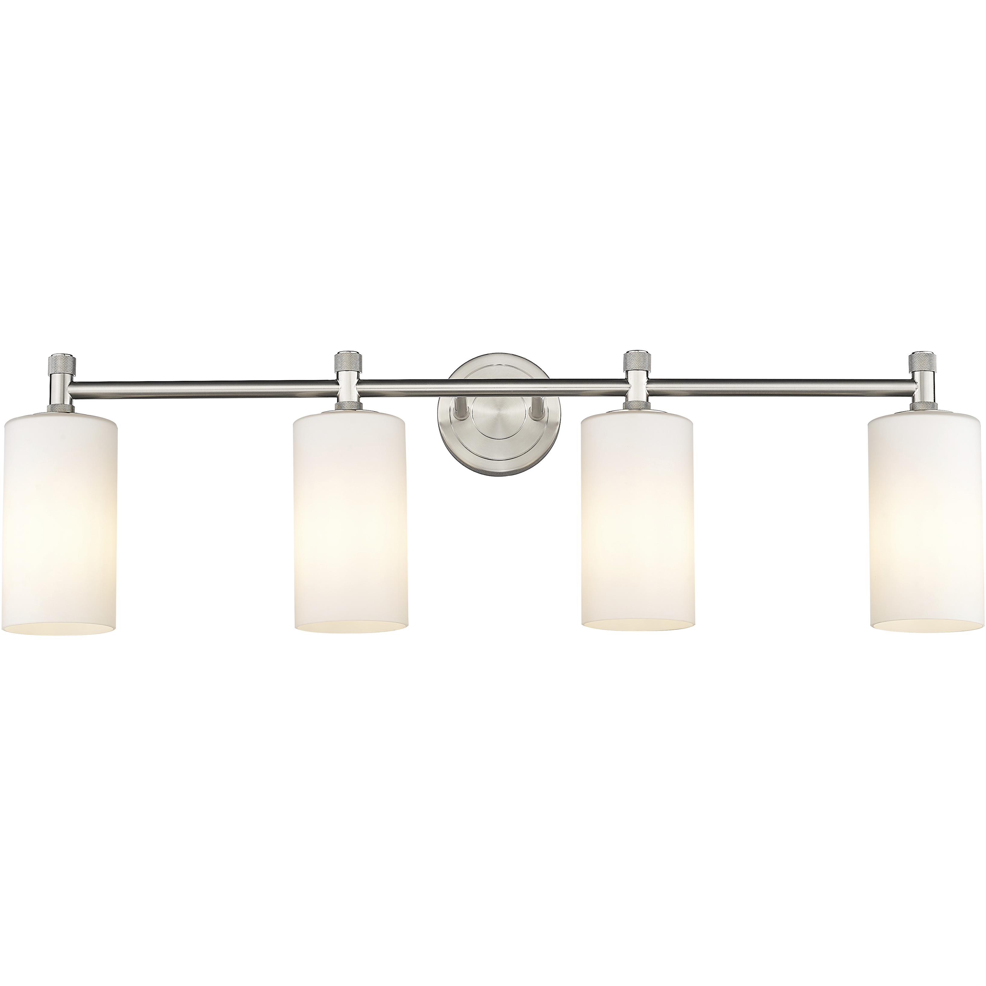 Crown Point 4 Light 33.88 inch Satin Nickel Bath Vanity Light Wall Light in Matte White Glass