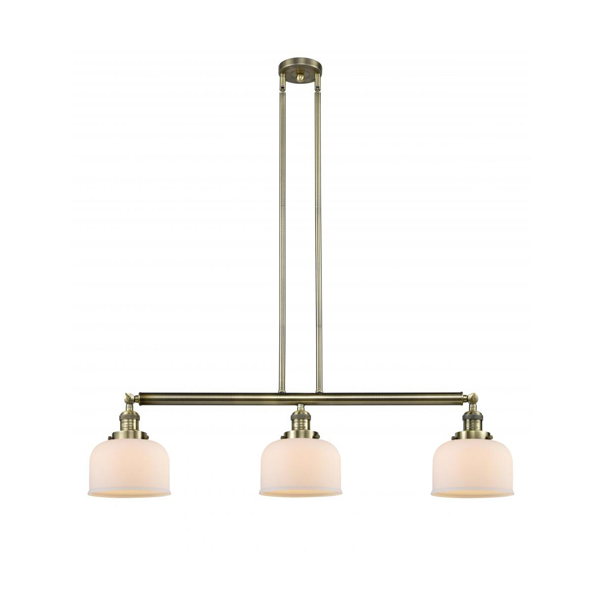 Franklin Restoration Large Bell LED 40.5 inch Antique Brass Island Light Ceiling Light in Matte White Glass, Franklin Restoration