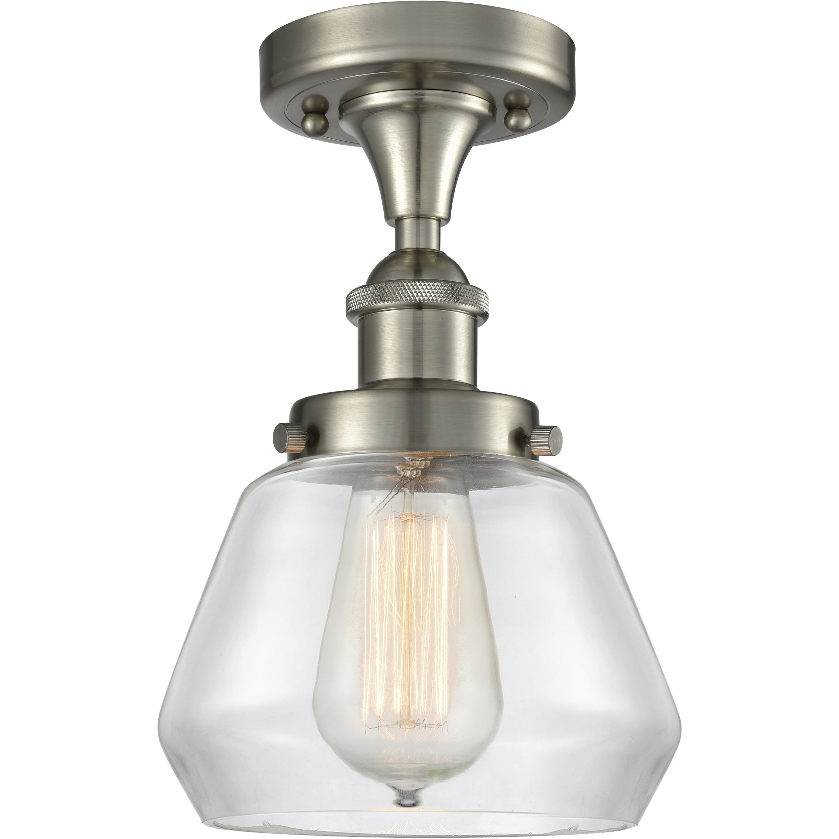 Fulton 1 Light 6.5 inch Brushed Satin Nickel Semi-Flush Mount Ceiling Light