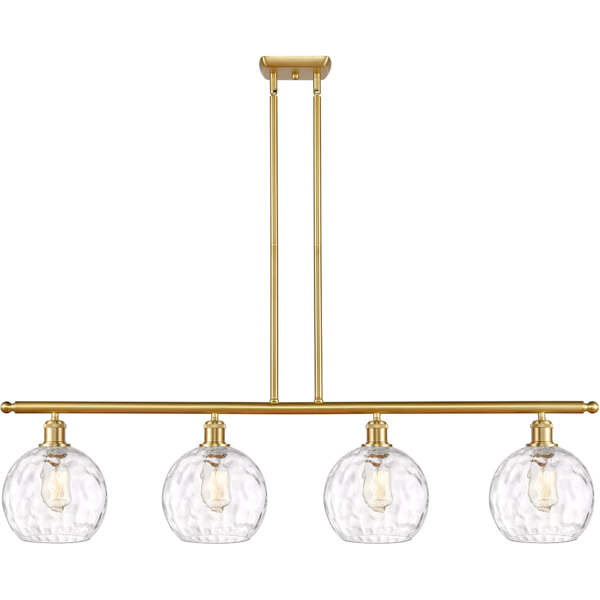 Ballston Athens Water Glass 4 Light 48 inch Satin Gold Island Light Ceiling Light