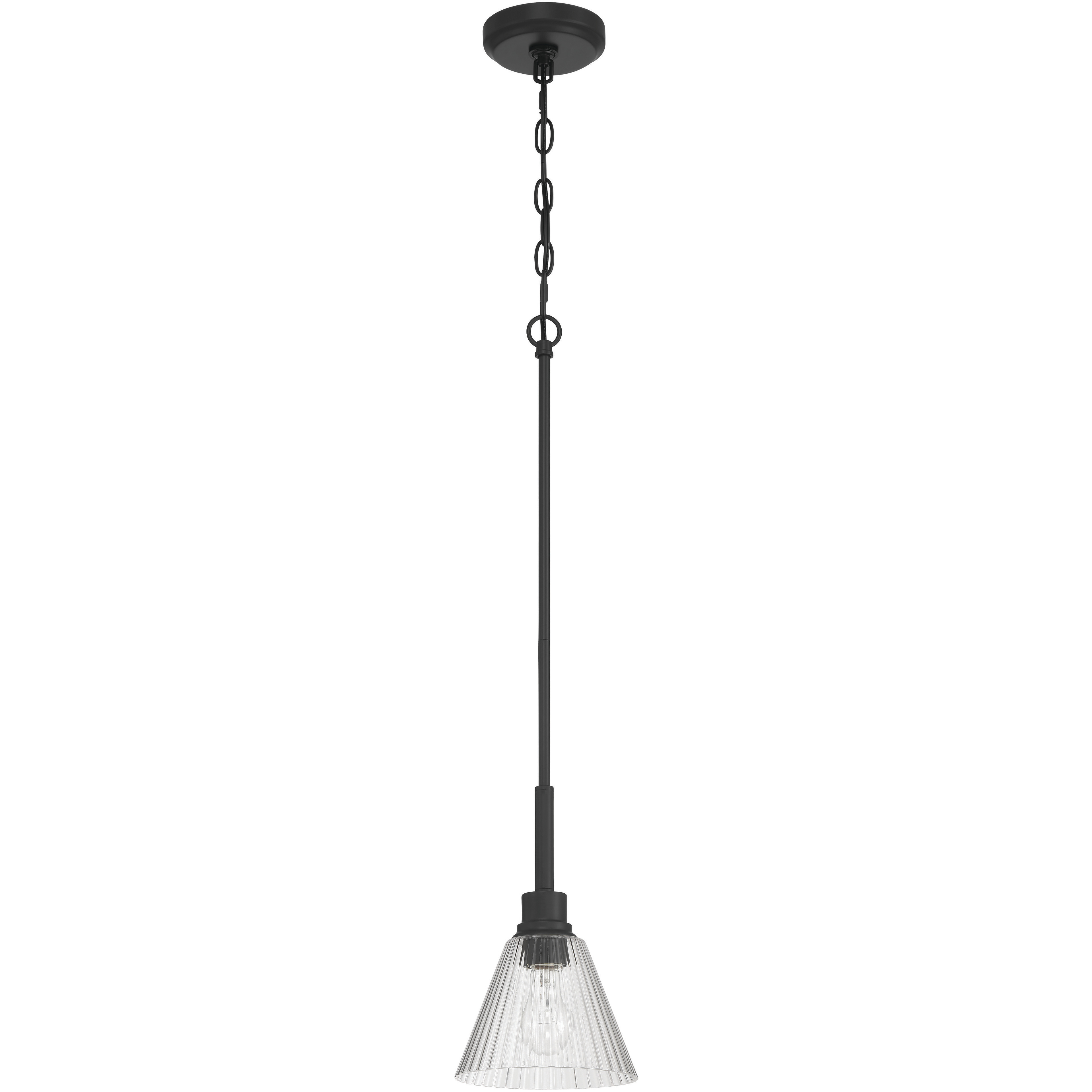 Pleated 1 Light 7.13 inch Flat Black Mini Pendant Ceiling Light