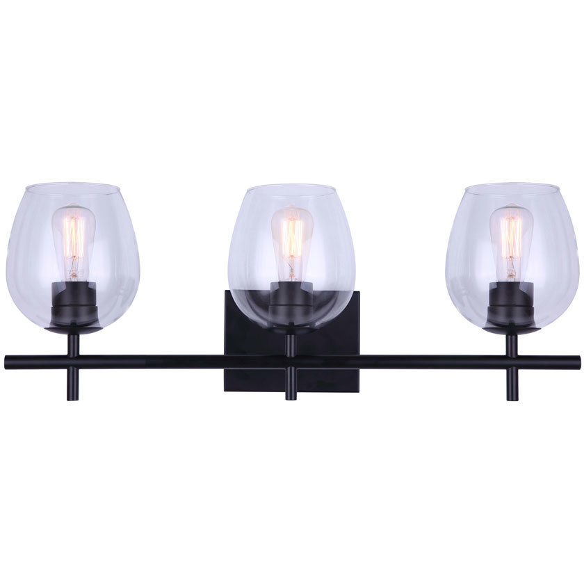 Madison 3 Light 25 inch Black Vanity Light Wall Light