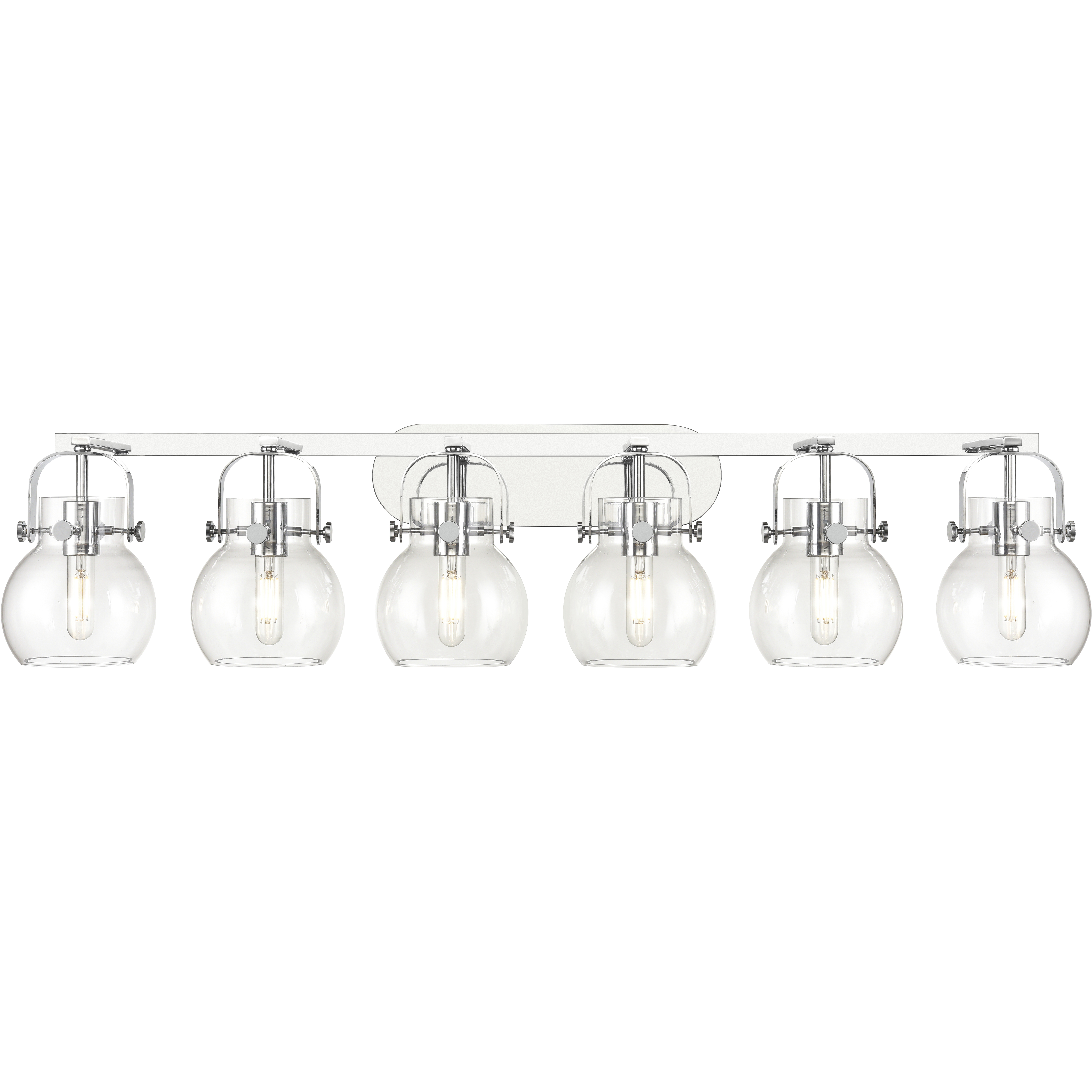 Pilaster II Sphere 6 Light 45.5 inch Polished Chrome Bath Vanity Light Wall Light in Clear Glass