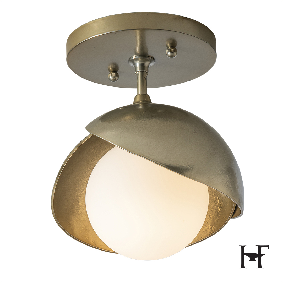 Brooklyn 1 Light 6 inch Modern Brass and Modern Brass Semi-Flush Ceiling Light