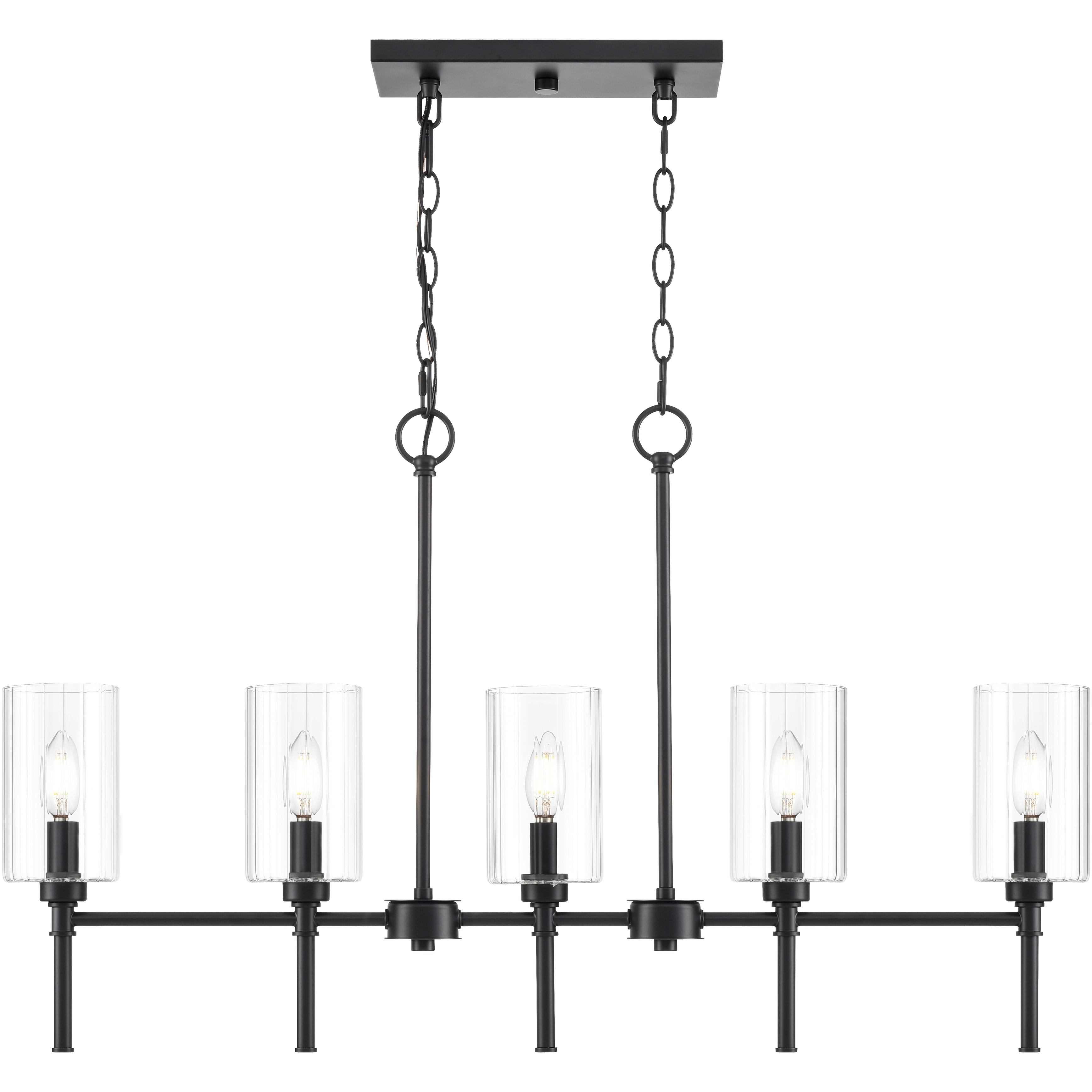 Chastine 5 Light 36 inch Matte Black Linear Chandelier Ceiling Light