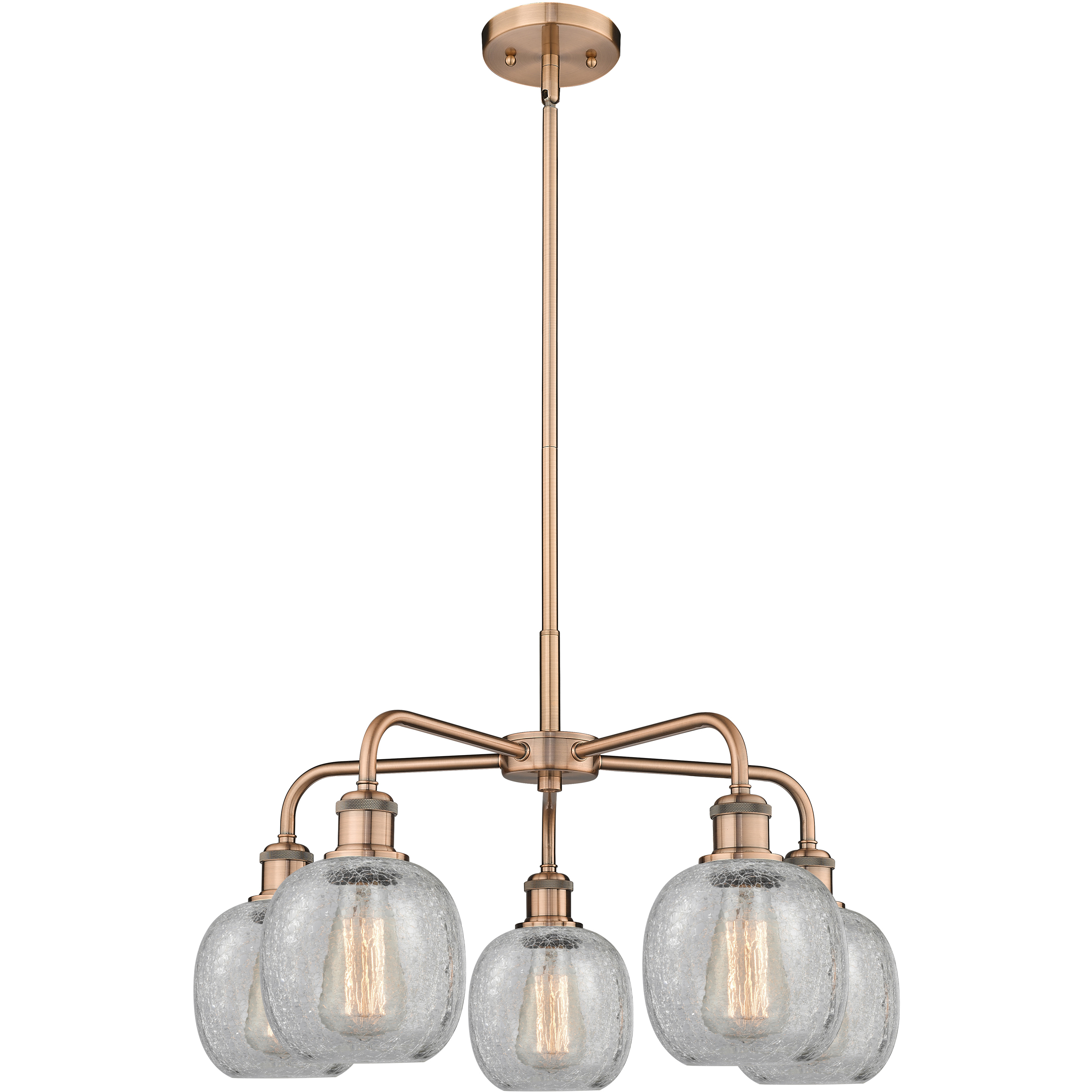Belfast 5 Light 24 inch Antique Copper Chandelier Ceiling Light in Clear Crackle Glass