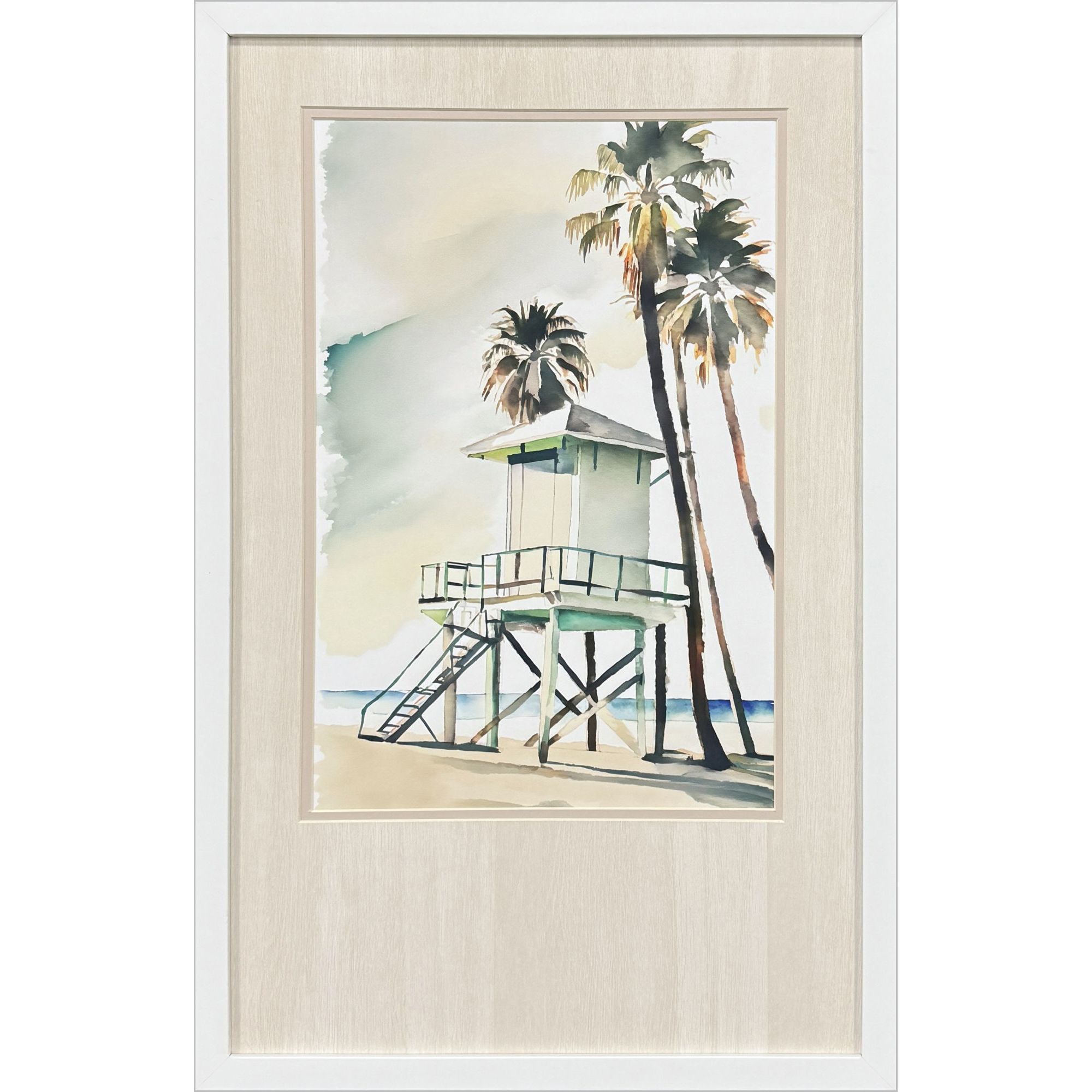 Boho Beachy Green and Blue and Brown Framed Art, Propac