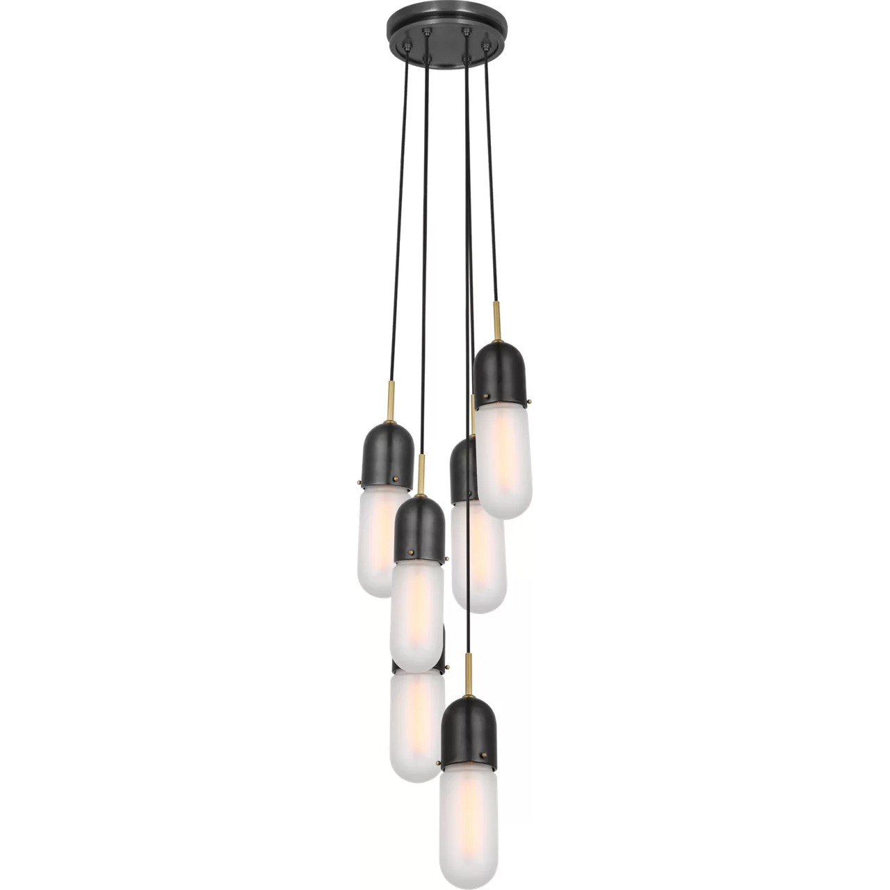 Thomas O'Brien Junio LED 9.5 inch Bronze and Brass Pendant Ceiling Light in Frosted Glass