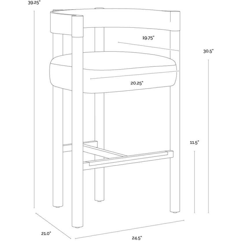 Manolo 39.25 inch Santa Cruz Oatmeal Barstool