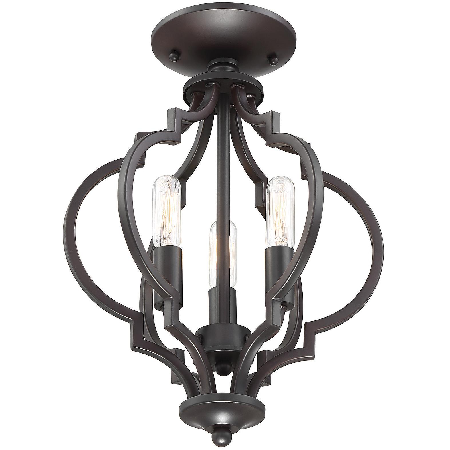 Transitional 3 Light 11 inch Oil Rubbed Bronze Convertible Semi-Flush or Pendant Ceiling Light
