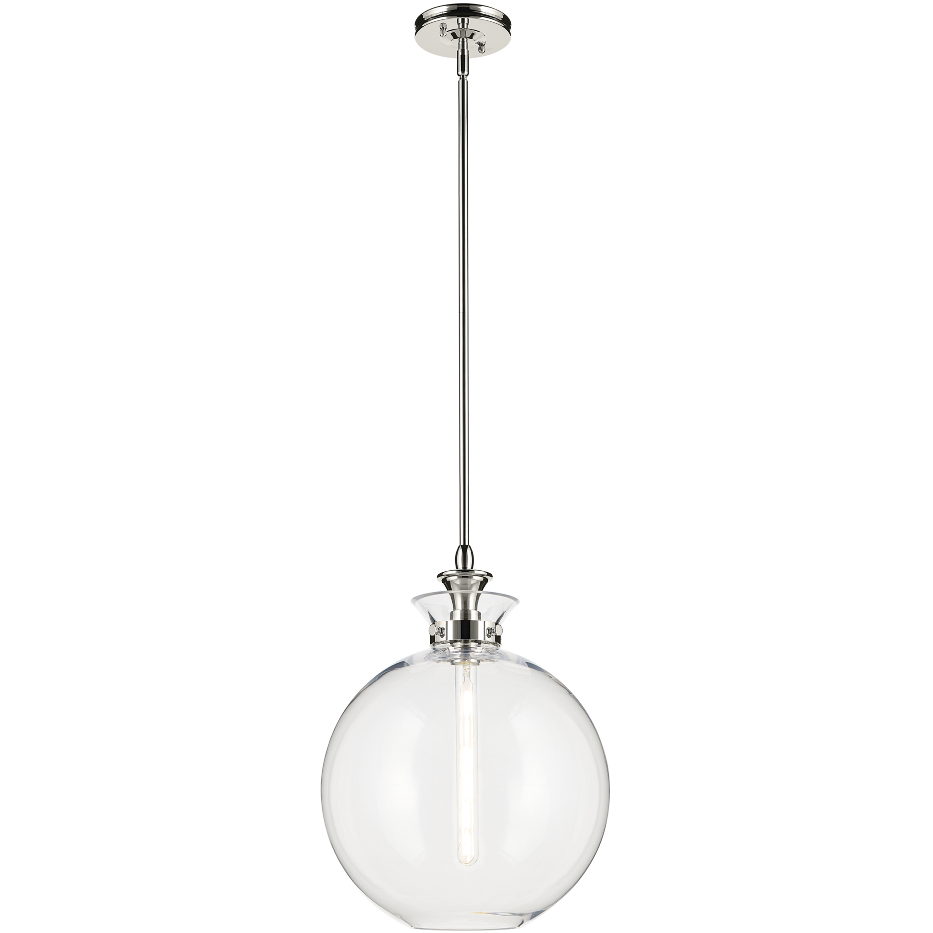 Laria 1 Light Polished Nickel Pendant Ceiling Light in Clear