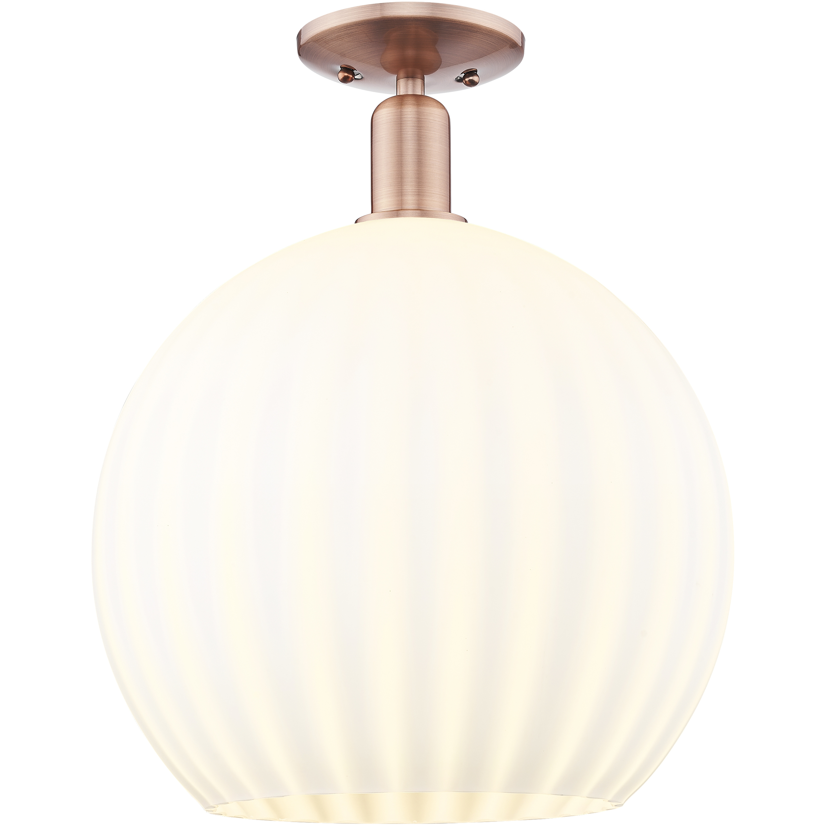 Arcadia White Venetian 1 Light 13.75 inch Antique Copper Semi-Flush Mount Ceiling Light