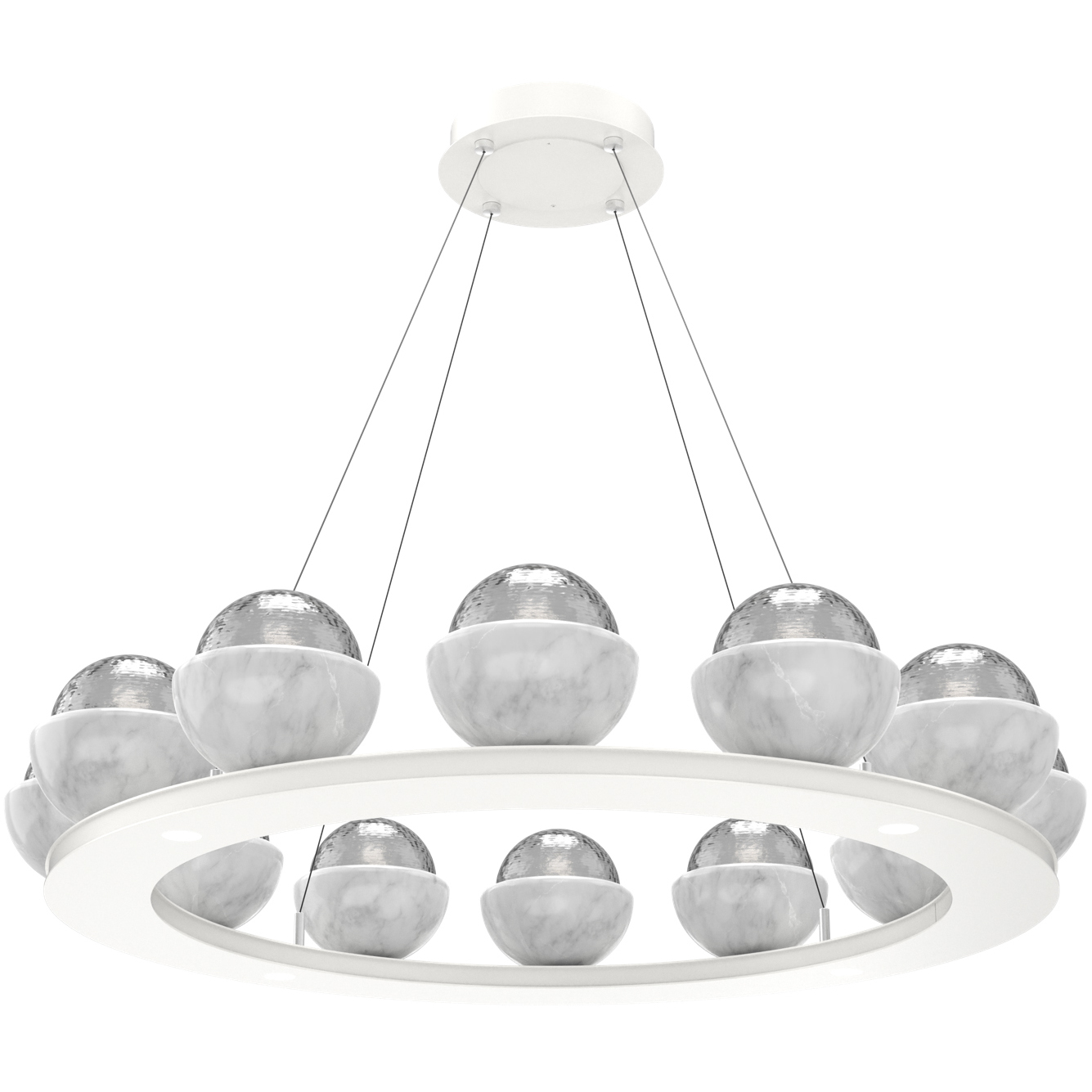 Cabochon LED 36.7 inch Salt White with White Marble Chandelier Ceiling Light in 3000K LED, Smoke, Medium