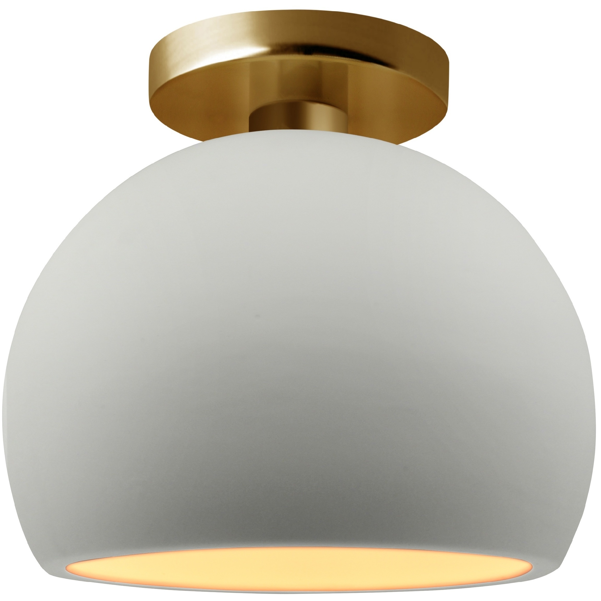 Radiance LED 7 inch Matte White and Champagne Gold and Brushed Brass Semi Flush Ceiling Light