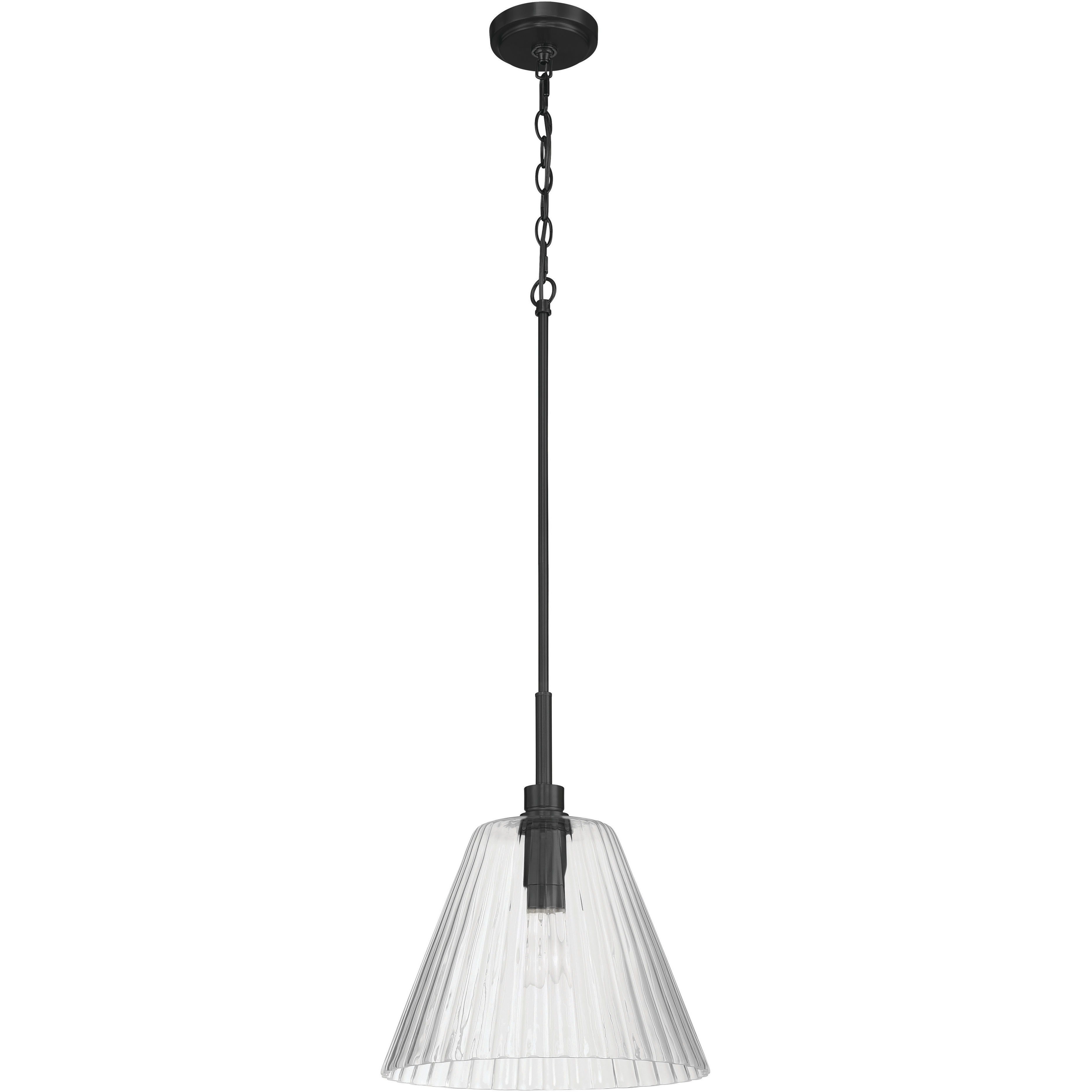 Pleated 1 Light 14 inch Flat Black Pendant Ceiling Light
