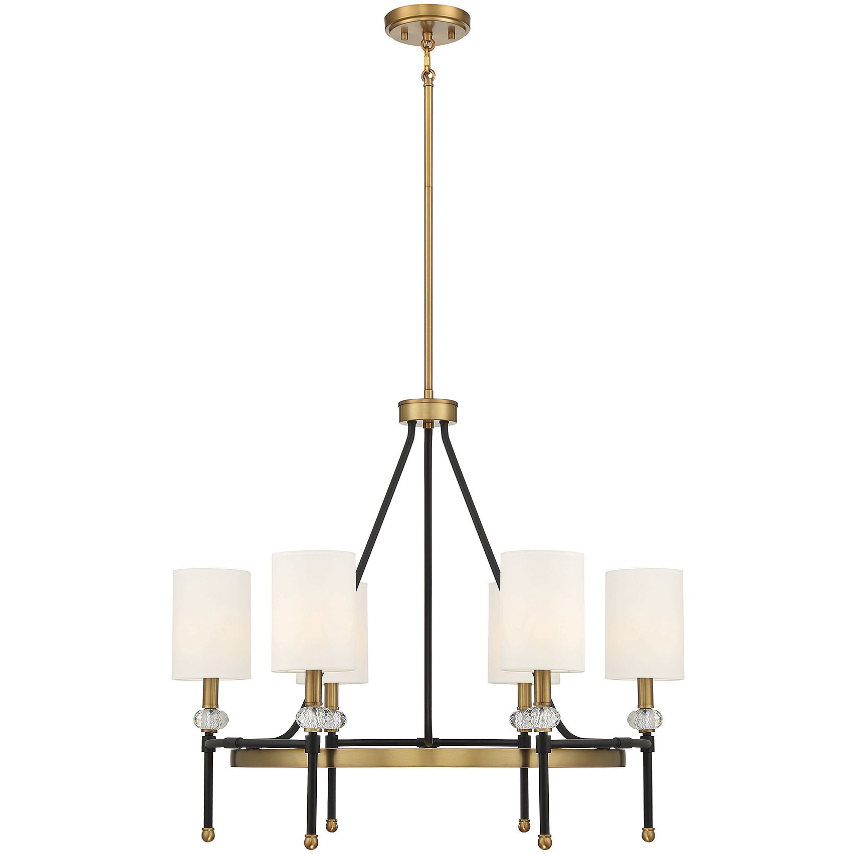 Tivoli 6 Light 28 inch Black with Warm Brass Accents Chandelier Ceiling Light