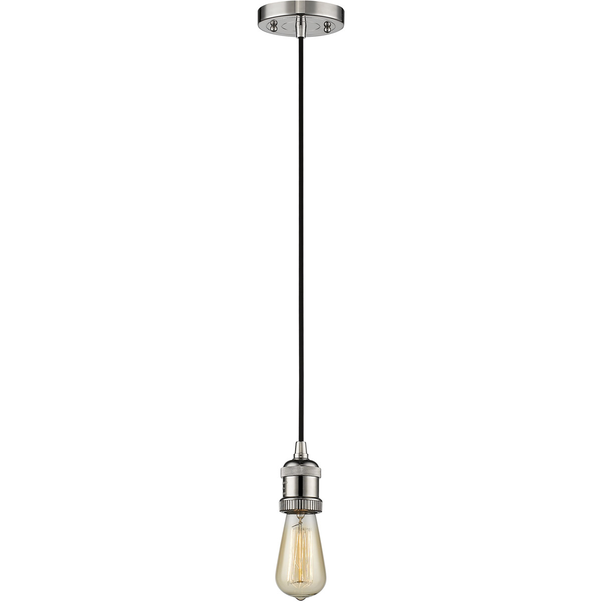 Franklin Restoration Bare Bulb 1 Light 2 inch Polished Nickel Mini Pendant Ceiling Light, Franklin Restoration