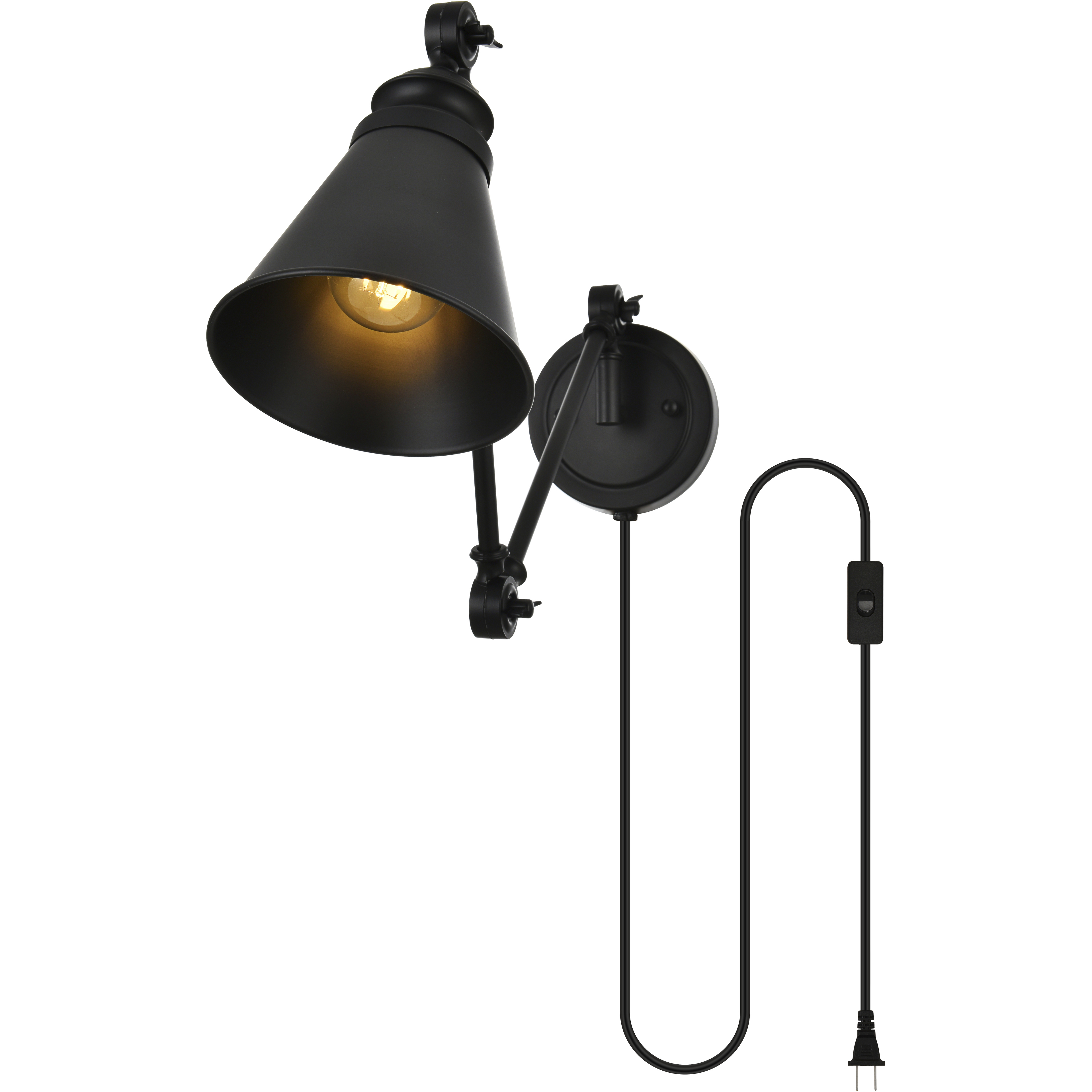 Van 1 Light 6 inch Black Plug In Wall Sconce Wall Light