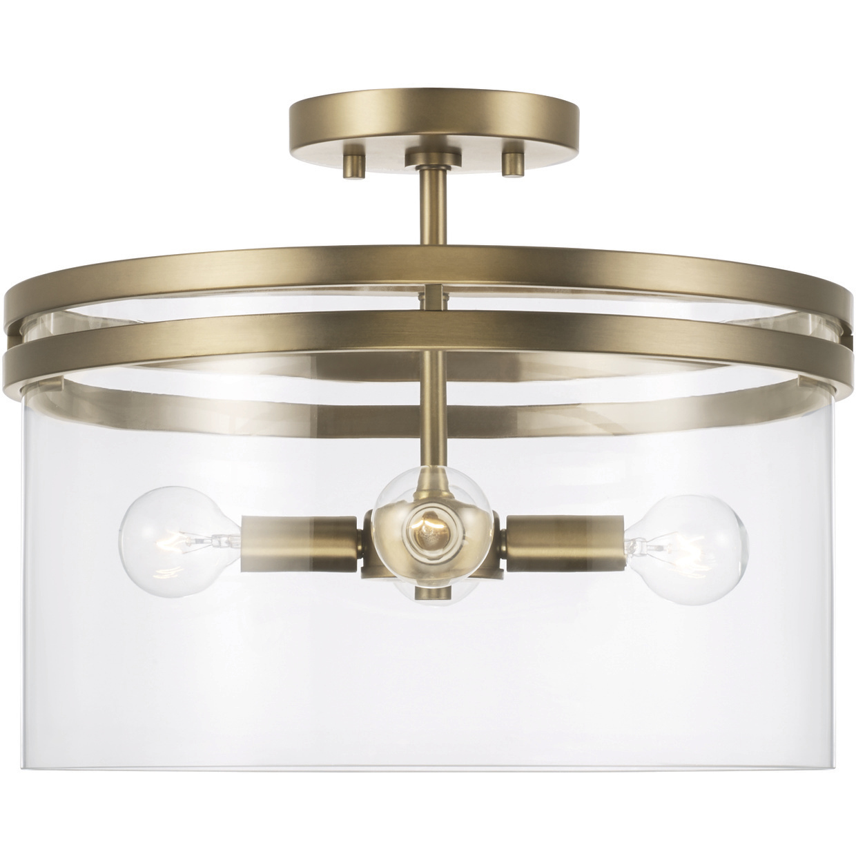 Fuller 4 Light 14.5 inch Aged Brass Semi-Flush Mount Ceiling Light, Convertible Dual Mount