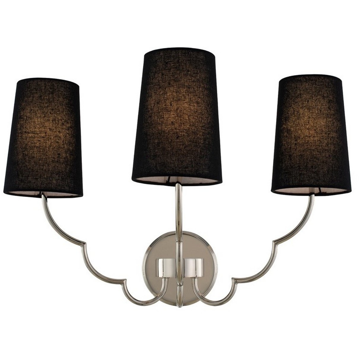 Sophia Wall Sconce Wall Light in Polished Nickel, Black