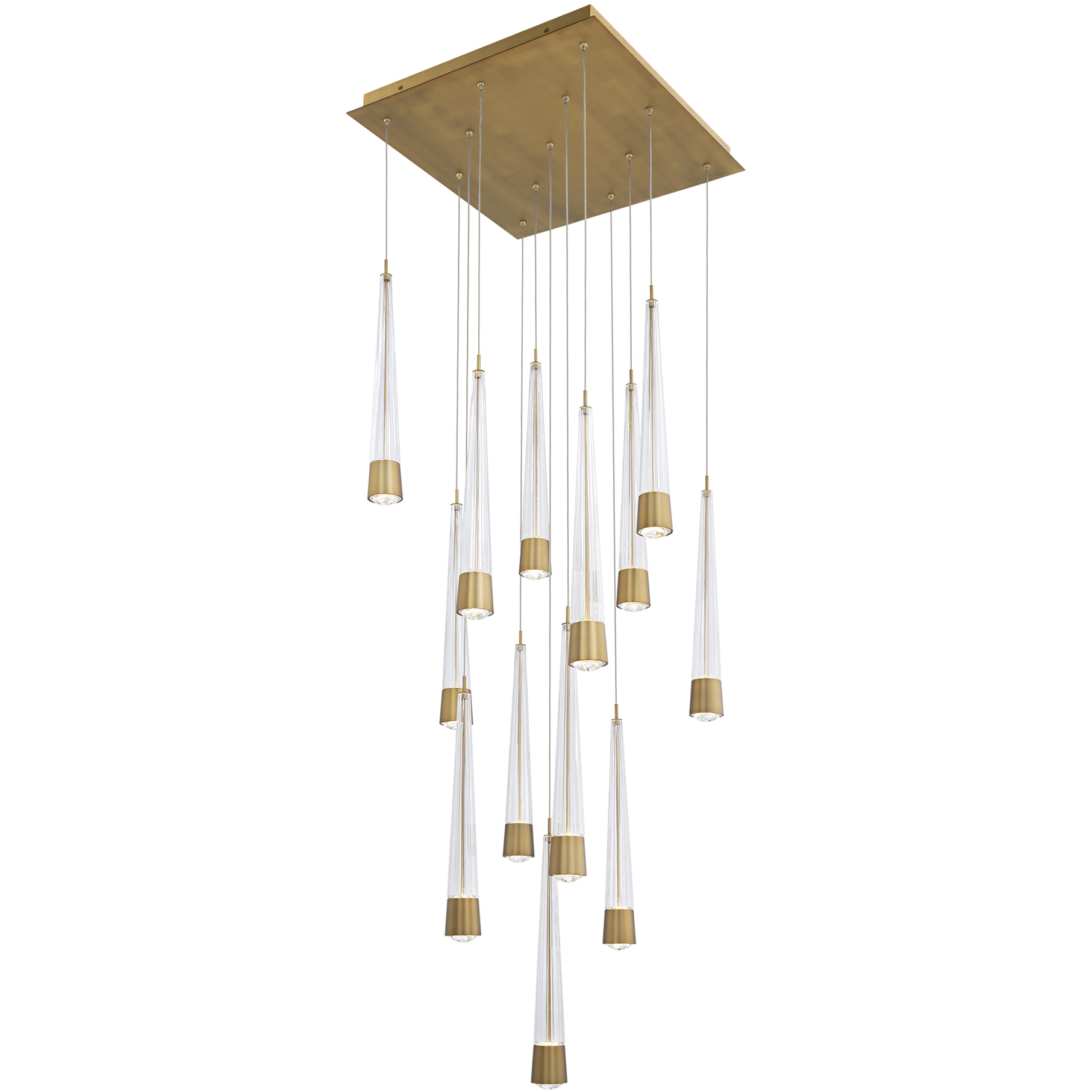 Quill LED 5 inch Aged Brass Multi-Light Pendant Ceiling Light, dweLED